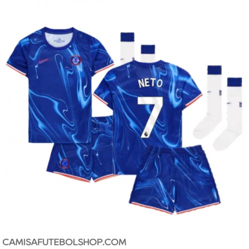 Camisa de time de futebol Chelsea Pedro Neto #7 Replicas 1º Equipamento Infantil 2024-25 Manga Curta (+ Calças curtas)